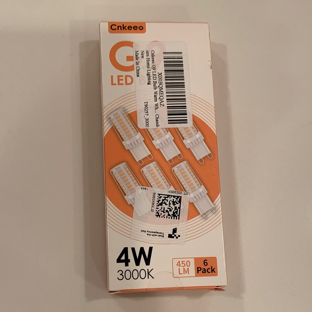 G9 LED lights bulb- warm white 3000k- 6pack-4W
